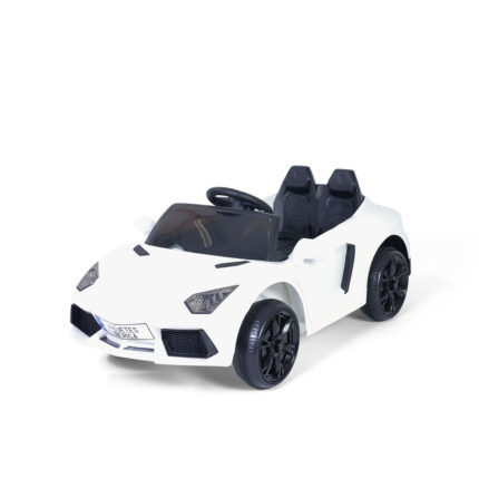 Coche 12v niños blanco estilo lamborghini con detalles deportivos