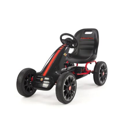kart a pedales negro y rojo con ruedas de goma para niños de 5 a 12 años